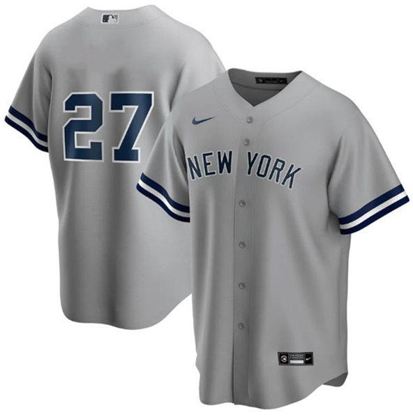 Men's New York Yankees #27 Giancarlo Stanton Grey Cool Base Stitched Baseball Jersey