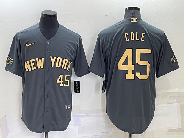 Men's New York Yankees #45 Gerrit Cole Charcoal 2022 All-Star Cool Base Stitched Jersey