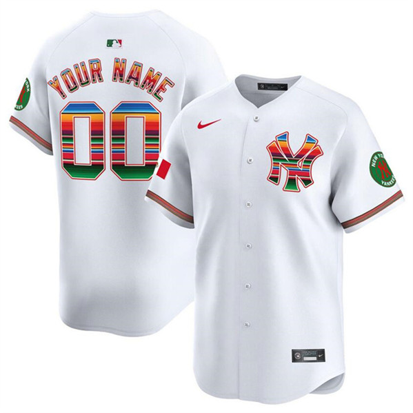 Men's New York Yankees Customized White Mexico Vapor Premier Limited Stitched Baseball Jersey