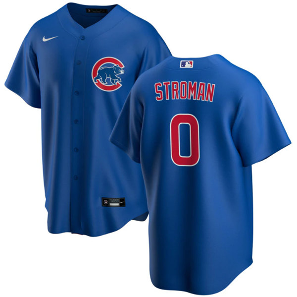 Men's Chicago Cubs #0 Marcus Stroman Blue Cool Base Stitched Baseball Jersey