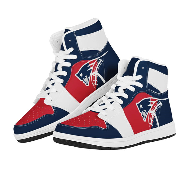 Women's New England Patriots AJ High Top Leather Sneakers 002