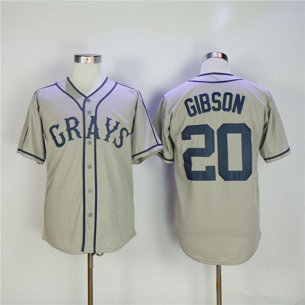 Men's Homestead Grays #20 Josh Gibson Gray Stitched Baseball Jersey