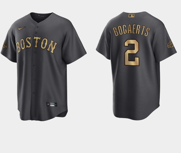 Men's Boston Red Sox #2 Xander Bogaerts Charcoal 2022 All-star Cool Base Stitched Jersey