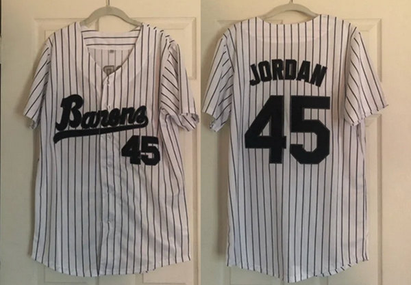 Men's Birmingham Barons #45 Michael Jordan White Cool Base Stitched Jersey