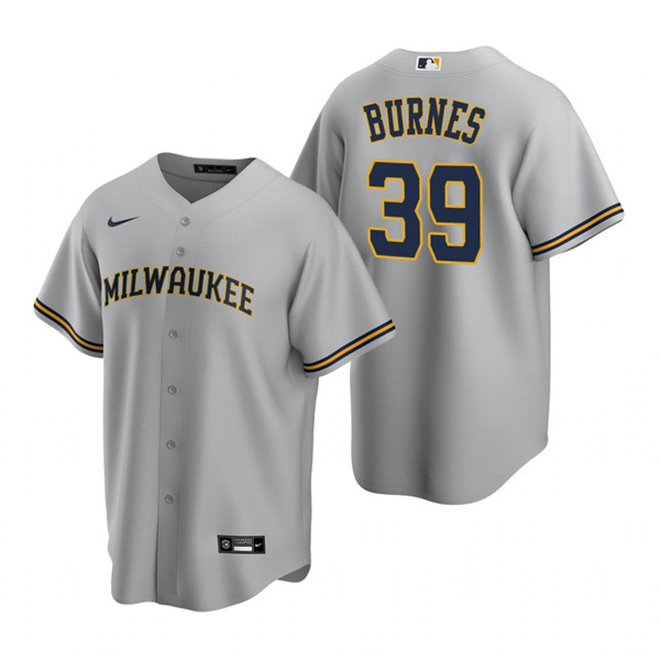 Men's Milwaukee Brewers #39 Corbin Burnes Gray Cool Base Stitched Jersey