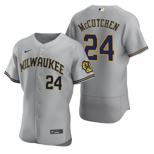 Men's Milwaukee Brewers #24 Andrew McCutchen Gray Flex Base Stitched MLB Jersey