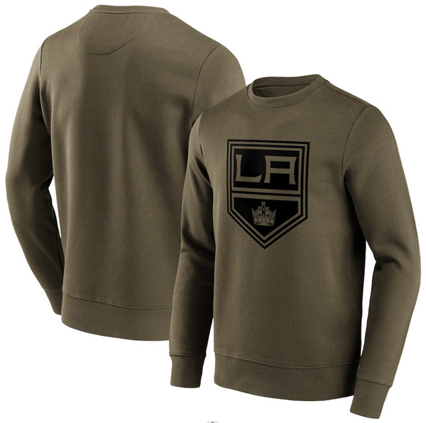 Men's Los Angeles Kings Khaki Iconic Preferred Logo Graphic Crew Sweatshirt