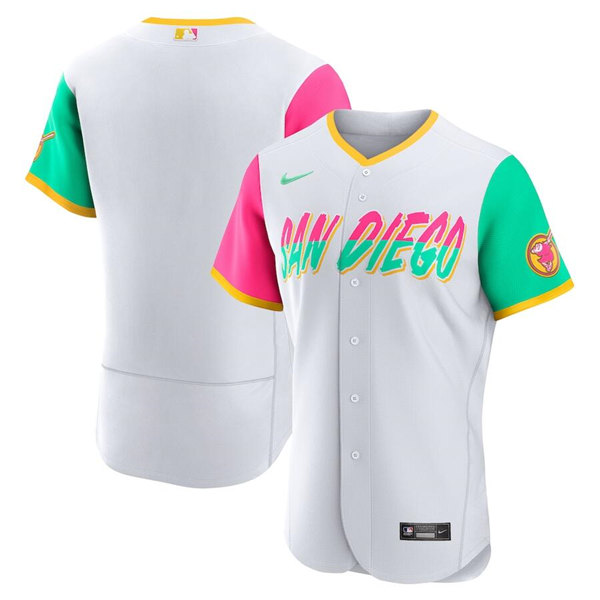 Men's San Diego Padres Blank White 2022 City Connect Flex Base Stitched Baseball Jersey