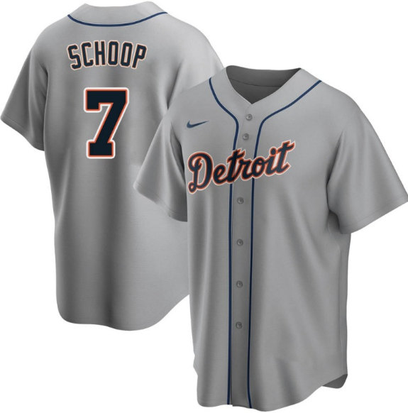 Men's Detroit Tigers #7 Jonathan Schoop Gray Cool Base Stitched Jersey