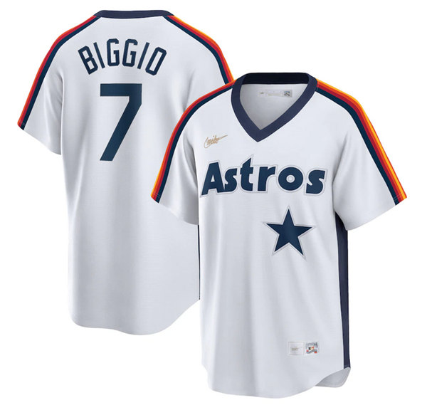 Men's Houston Astros #7 Craig Biggio White Stitched Jersey