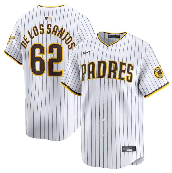 Men's San Diego Padres #62 Enyel De Los Santos White 2024 Home Limited Baseball Stitched Jersey