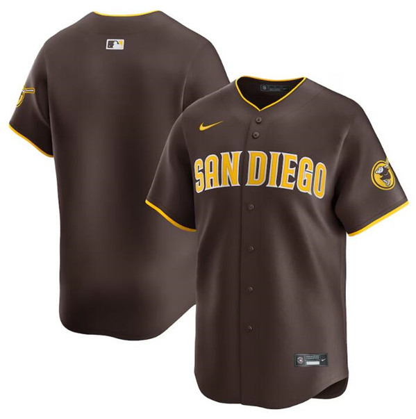 Men's San Diego Padres Blank Brown 2024 Away Limited Stitched Baseball Jersey