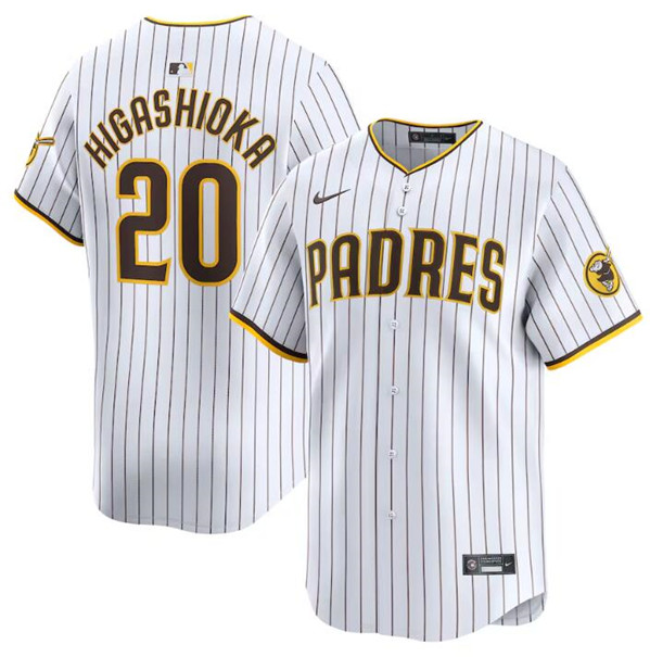 Men's San Diego Padres #20 Kyle Higashioka White 2024 Home Limited Baseball Stitched Jersey