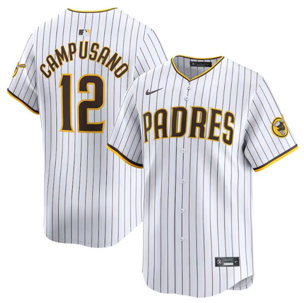 Men's San Diego Padres #12 Luis Campusano White 2024 Home Limited Baseball Stitched Jersey