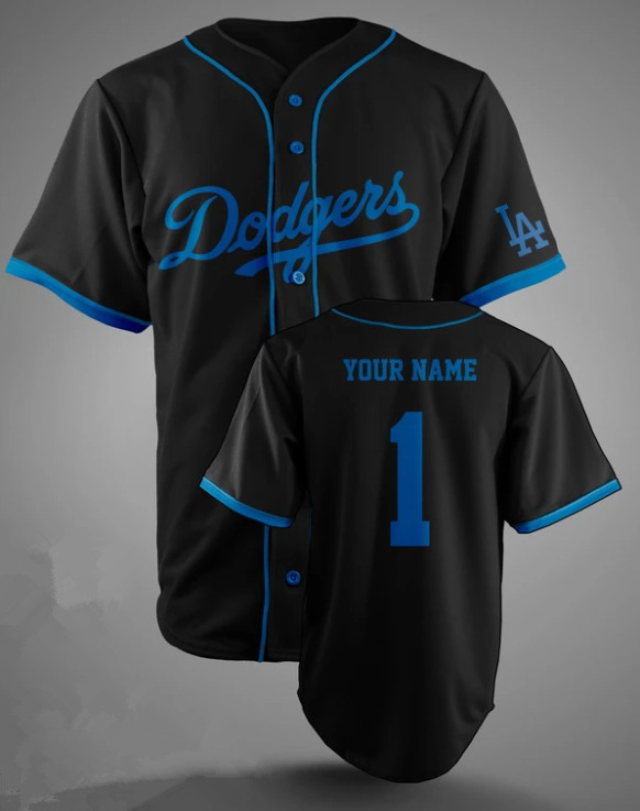 Men's Los Angeles Dodgers Customized Black Stitched MLB Jersey