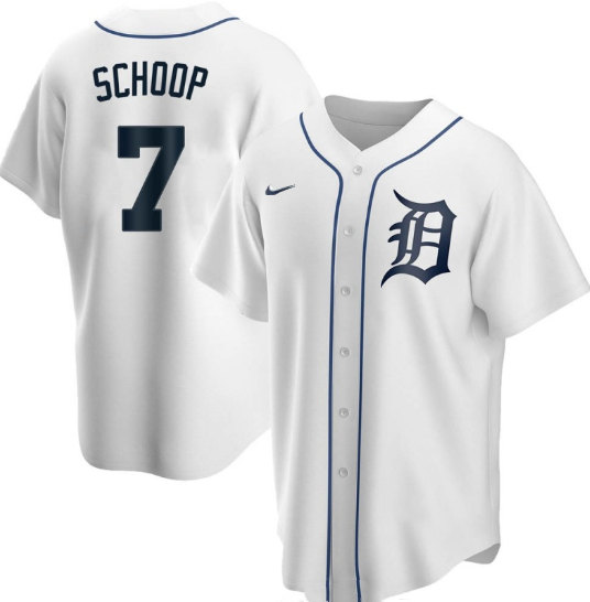 Men's Detroit Tigers #7 Jonathan Schoop White Cool Base Stitched Jersey