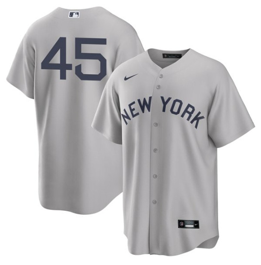 Men's New York Yankees #45 Gerrit Cole 2021 Gray Field of Dreams Cool Base Stitched Baseball Jersey