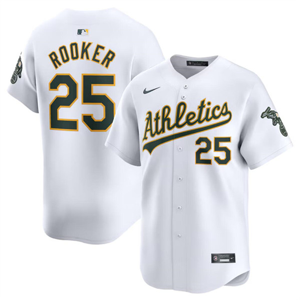 Men's Oakland Athletics #25 Brent Rooker White Home Limited Stitched Jersey
