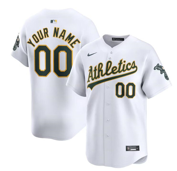 Men's Oakland Athletics Customized White Home Limited Stitched Jersey