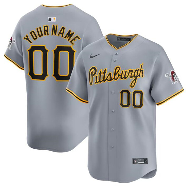 Men's Pittsburgh Pirates Customized Gray Away Limited Baseball Stitched Jersey