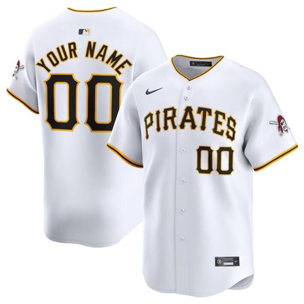Men's Pittsburgh Pirates Customized White Home Limited Baseball Stitched Jersey
