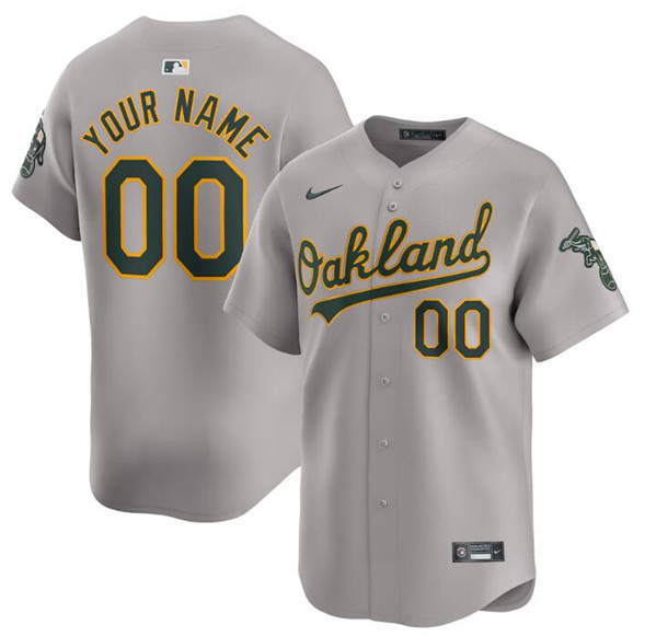 Men's Oakland Athletics Customized Gray Away Limited Baseball Stitched Jersey