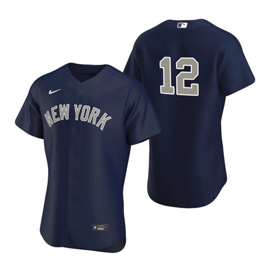 Men's New York Yankees #12 Isiah Kiner-Falefa Navy Flex Base Stitched Jersey