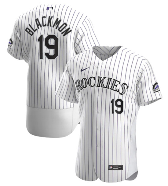 Men's Colorado Rockies #19 Charlie Blackmon White Flex Base Stitched Jersey