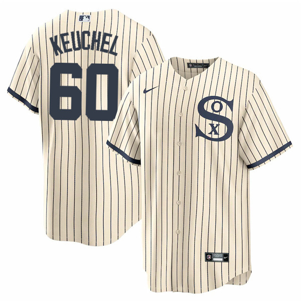 Men's Chicago White Sox #60 Dallas Keuchel 2021 Cream/Navy Name&Number Field of Dreams Cool Base Stitched Jersey