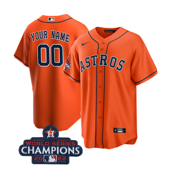 Men's Houston Astros Customized Orange 2022 World Series Champions City Connect Cool Base Stitched Baseball Jersey
