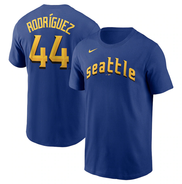 Men's Seattle Mariners #44 Julio Rodriguez Royal 2023 City Connect Name & Number T-Shirt