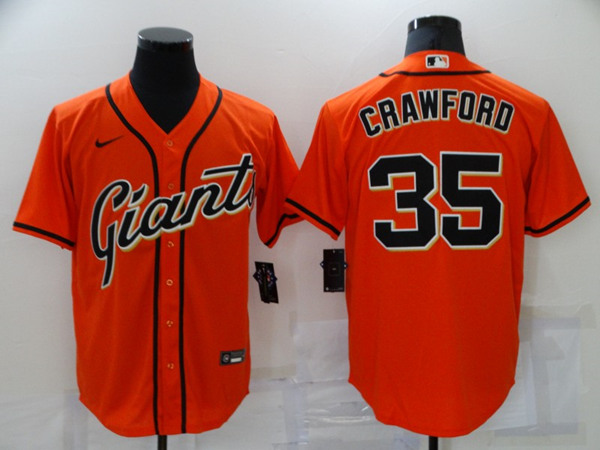 Men's San Francisco Giants #35 Brandon Crawford Orange Cool Base Stitched Jersey