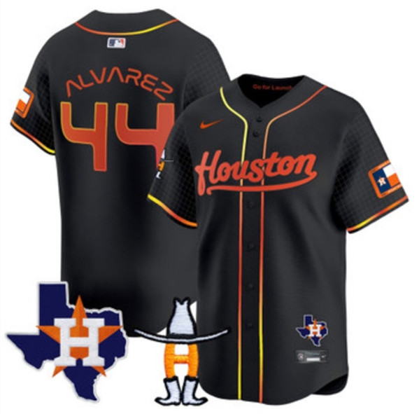 Men's Houston Astros #44 Yordan Alvarez Black With Patch Cool Base Stitched Baseball Jersey