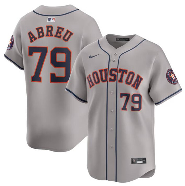 Men's Houston Astros #79 Jose Abreu Gray 2024 Away Limited Stitched Baseball Jersey