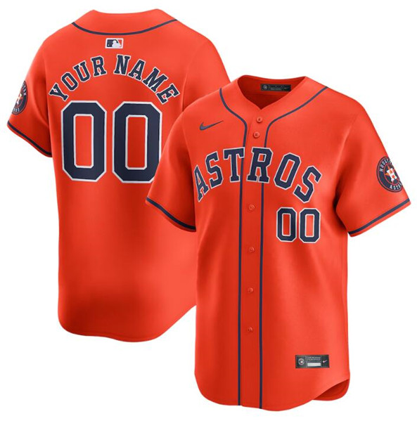 Men's Houston Astros Active Player Custom Orange 2024 Alternate Limited Stitched Baseball Jersey