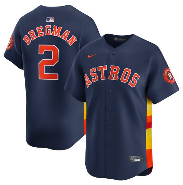 Men's Houston Astros #2 Alex Bregman Navy 2024 Alternate Limited Stitched Baseball Jersey
