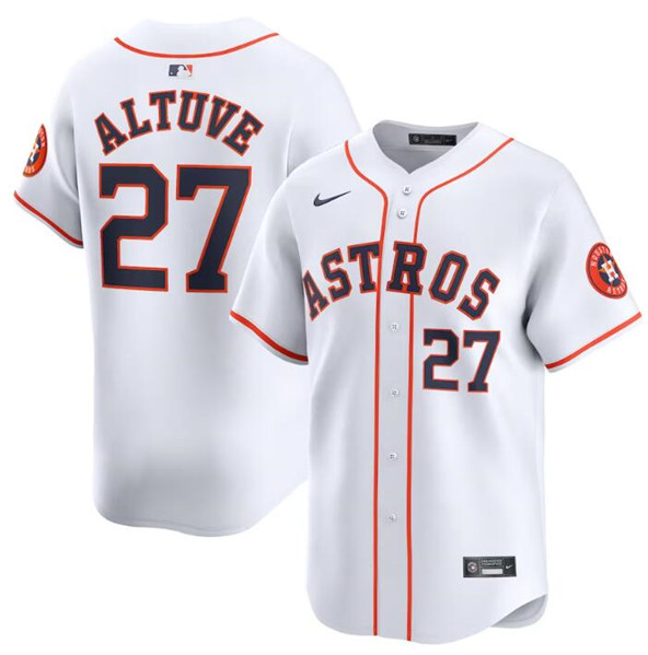 Men's Houston Astros #27 Jose Altuve White 2024 Home Limited Stitched Baseball Jersey