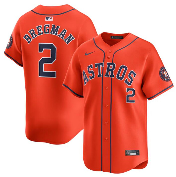 Men's Houston Astros #2 Alex Bregman Orange 2024 Alternate Limited Stitched Baseball Jersey