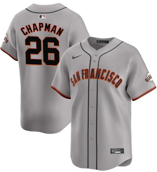 Men's San Francisco Giants #26 Matt Chapman Gray 2024 Away Limited Stitched Baseball Jersey