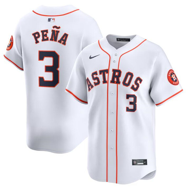 Men's Houston Astros #3 Jeremy Peña White 2024 Home Limited Stitched Baseball Jersey