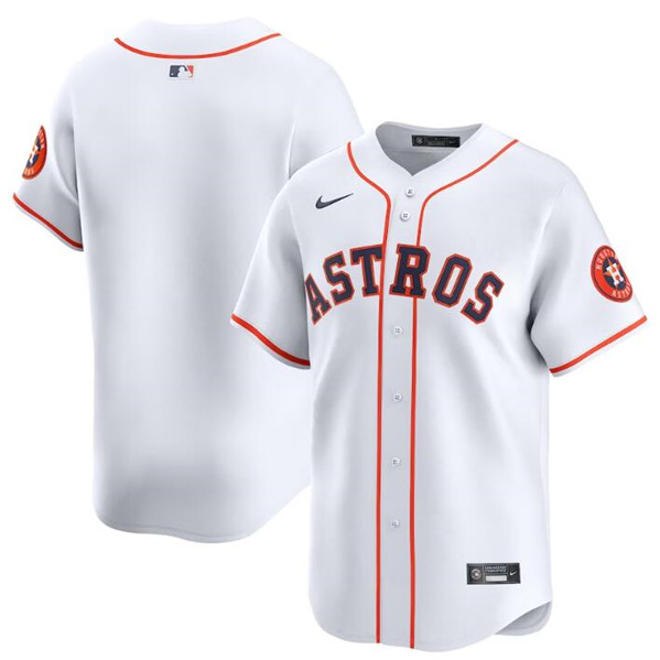 Men's Houston Astros Blank White 2024 Home Limited Stitched Baseball Jersey