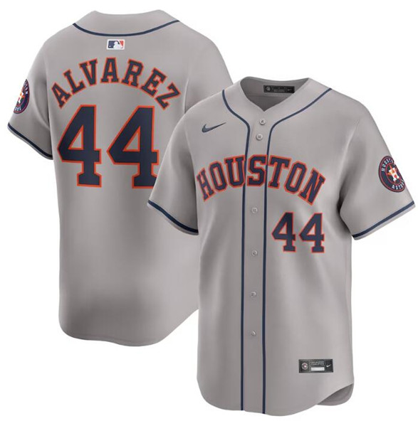 Men's Houston Astros #44 Yordan Alvarez Gray 2024 Away Limited Stitched Baseball Jersey