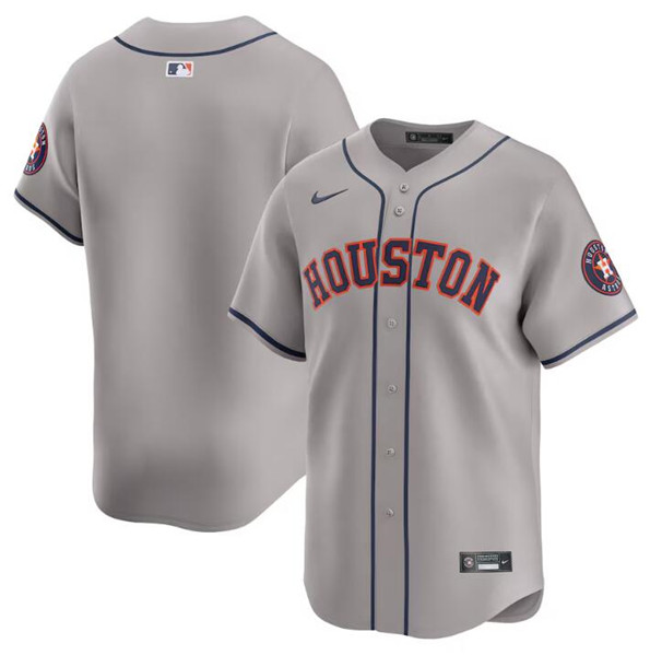 Men's Houston Astros Blank Gray 2024 Away Limited Stitched Baseball Jersey