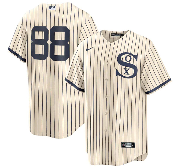 Men's Chicago White Sox #88 Luis Robert 2021 Cream/Navy Field of Dreams Cool Base Stitched Jersey