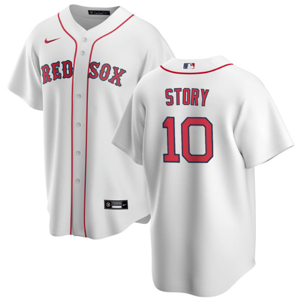 Men's Boston Red Sox #10 Trevor Story White Cool Base Stitched Baseball Jersey
