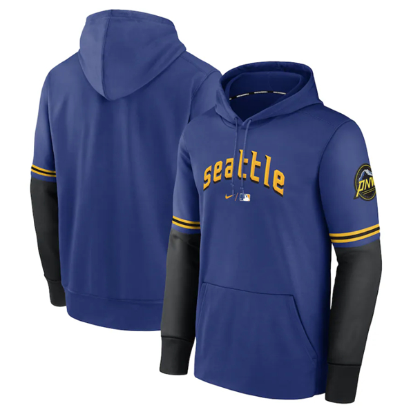 Men's Seattle Mariners Royal 2023 City Connect Pregame Performance Pullover Hoodie