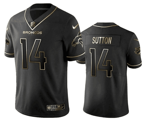 Men's Denver Broncos #14 Courtland Sutton Black Gold Limited Stitched Football Jersey