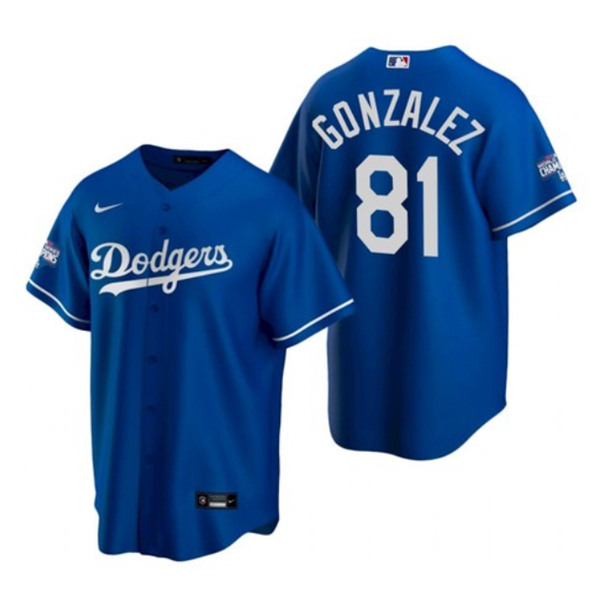 Men's Los Angeles Dodgers #81 Victor Gonzalez Royal 2020 World Series Champions Home Patch Stitched MLB Jersey