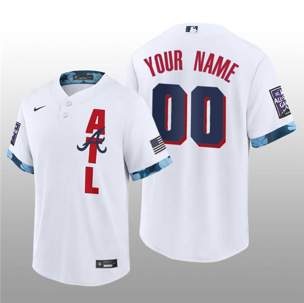 Men's Atlanta Braves Active Player Custom 2021 White All-Star Cool Base Stitched Jersey