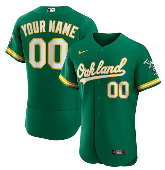 Men's Oakland Athletics Customized Kelly Green Flex Base Stitched Baseball Jersey